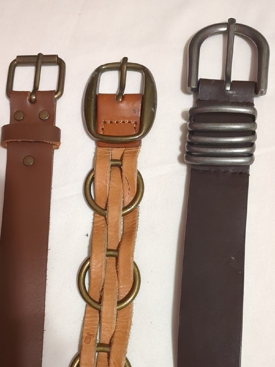 Womens Fashion Brown Belts Set Of 3 Metallic Classic Buckle